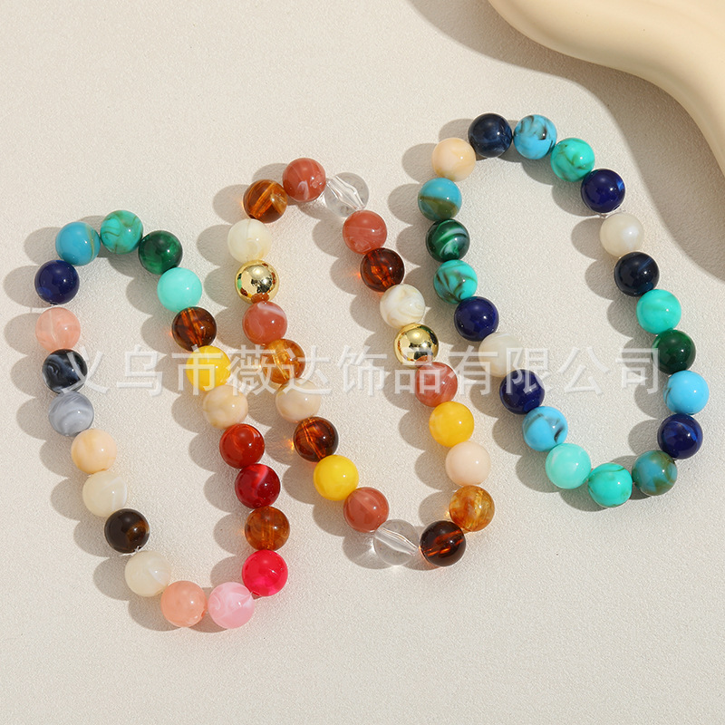 欧美复古亚克力16厘直孔圆珠串珠散珠diy箱包手机链锁骨项链配件