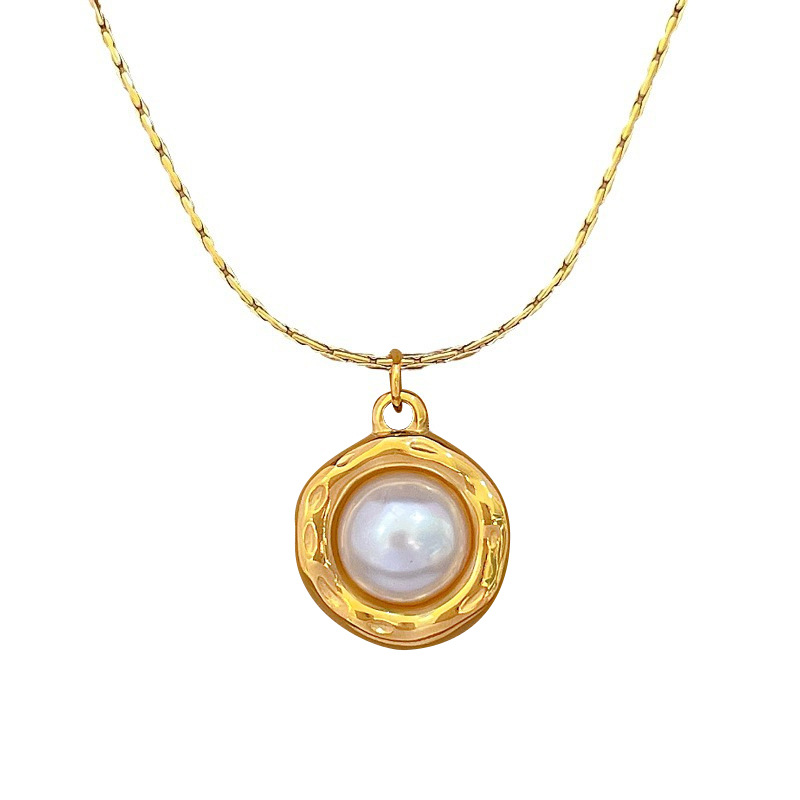 Collana minimalista con perla pendente in oro vero da donna_voghion.com