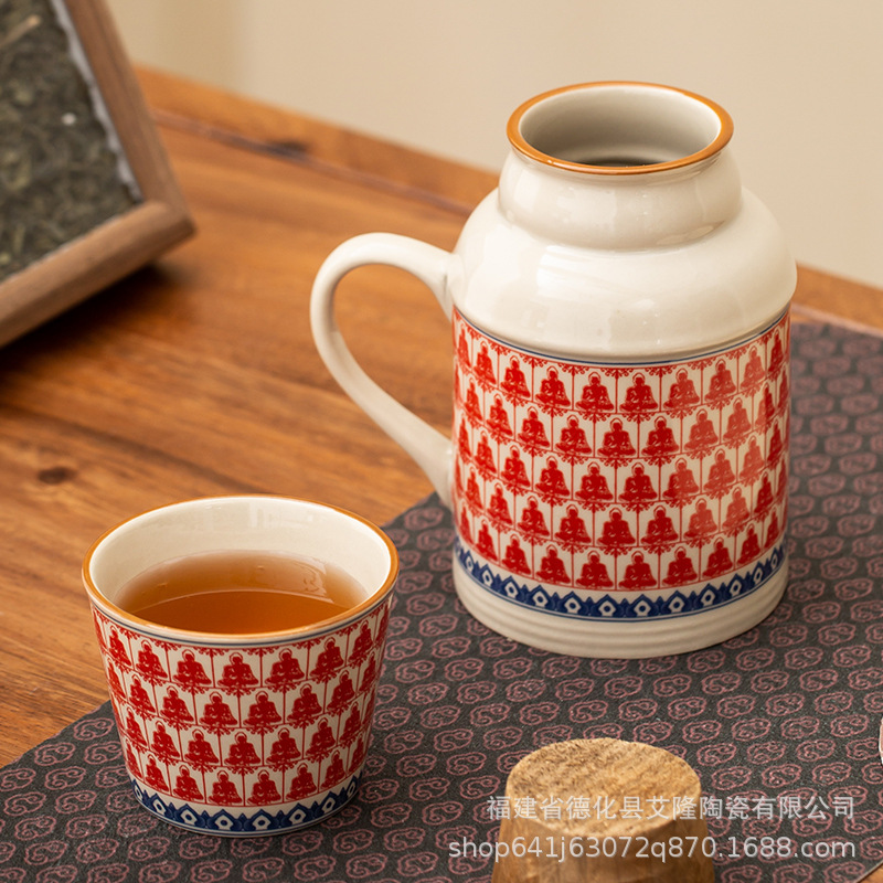 Taza de cerámica portátil pequeña tetera de té tetera de cerámica de oficina tetera de agua potable para una sola persona