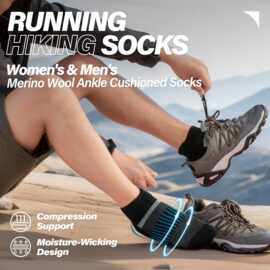 跨境男女同款羊毛MerinoWool低帮袜跑步徒步压缩透气缓震吸汗