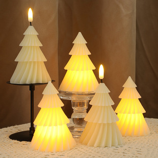 Cross-Border Christmas Artificial Pine Tree Origami Digital Candle Led Light Christmas Atmosphere Decoration Props