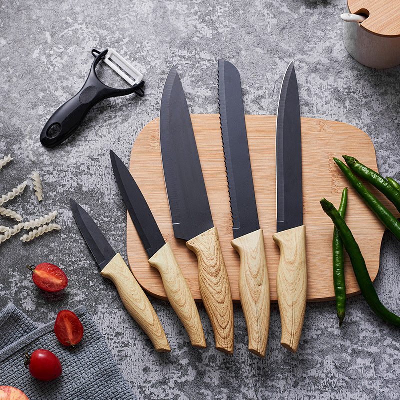 Amazon transfronteriza cuchillo de cocina traje de aprobación mango cuchillo antiadherente caja de regalo conjunto cuchillo yangjiang cuchillo al por mayor afilado