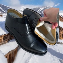 防寒棉三接头牛皮羊毛冬季东北雪地靴男士靴子保暖棉皮鞋皮毛一体