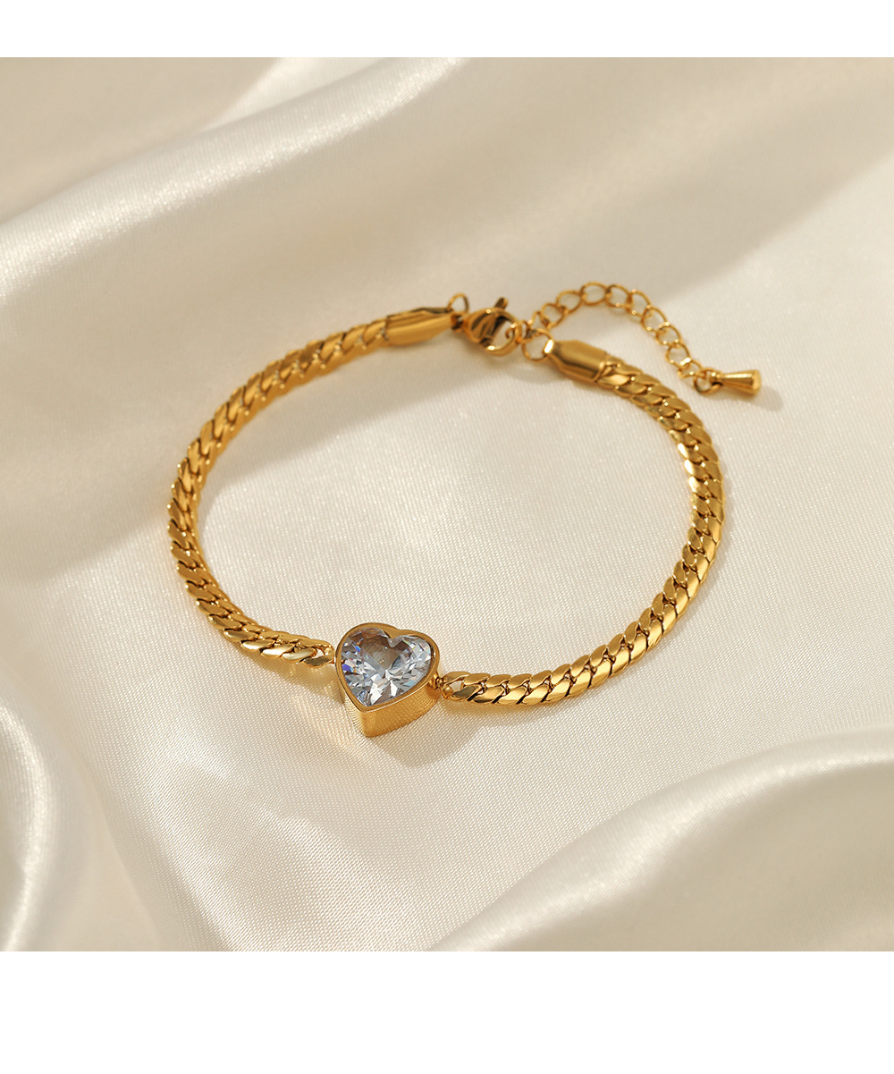 Fashion Heart Shape Stainless Steel Plating Rhinestones Bracelets Necklace