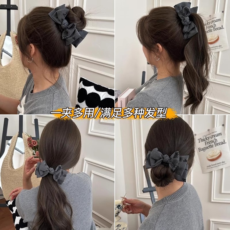 2025 nuevo arco gris bola de cabeza cabeza abrazadera de cabello de invierno otoño sensación de alto nivel detrás de la cabeza abrazadera de cabello mujer