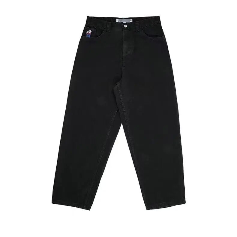 国境を越えたアメリカのヒップホップスケートボードjeans王一博と同じゆるいストレートジーンズの広い足のカジュアルなファッションパンツ|undefined