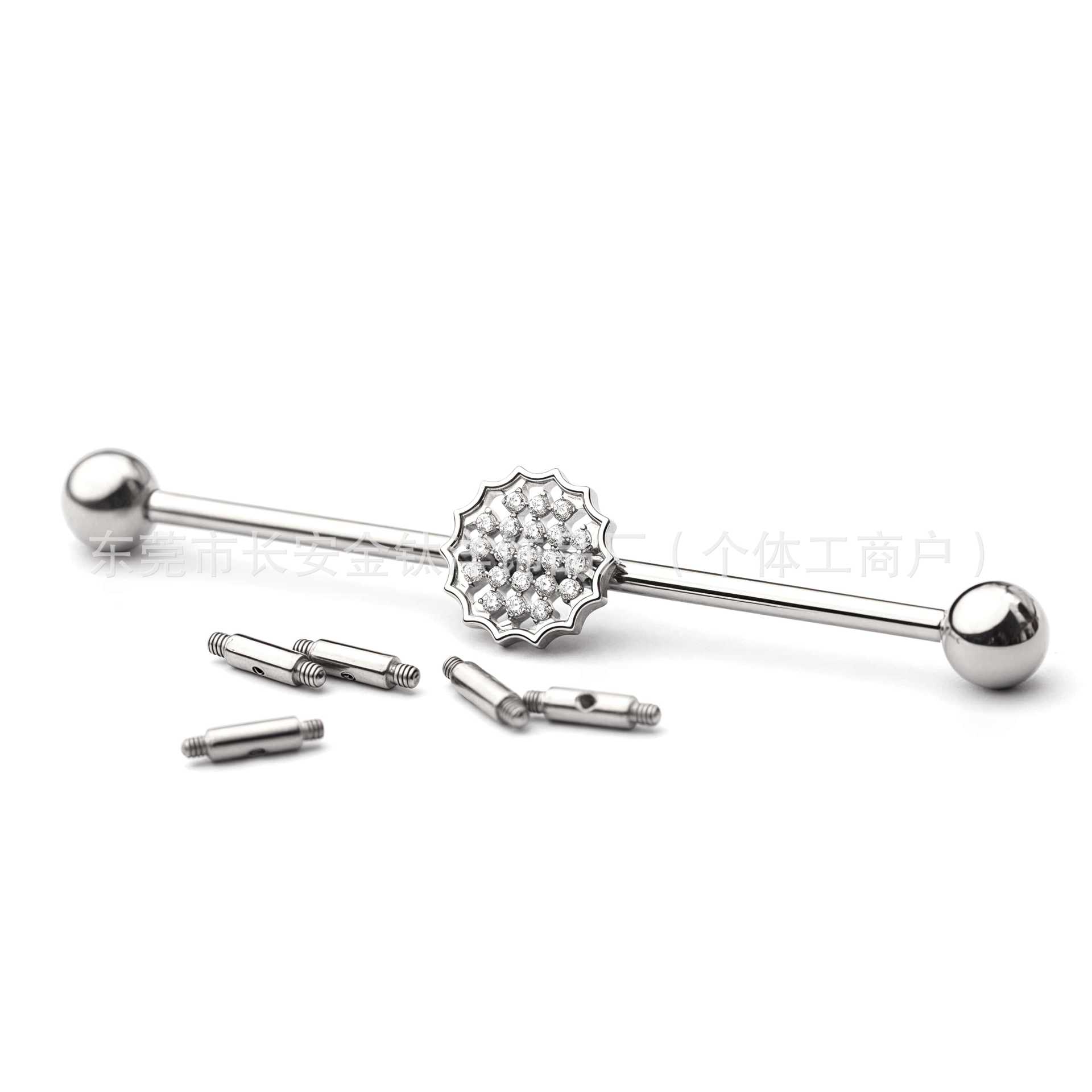 F136 Titanium Extension Rod Double Internal Thread Ear Bridge Accessory Straight Barbell Tongue Stud Ear Bone Stud detail image 7