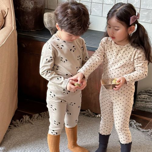 Children's Warm Sleepwear Nordic Style Autumn Top and Bottom Set A-Grade Ins Gender-Neutral for Boys and Girls Boneless Fleece Baby Home Clothes Set