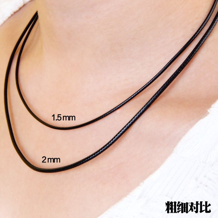 纯银黑皮绳项链绳男款女款黄金翡翠玉佩吊坠挂绳挂件挂坠吊坠绳