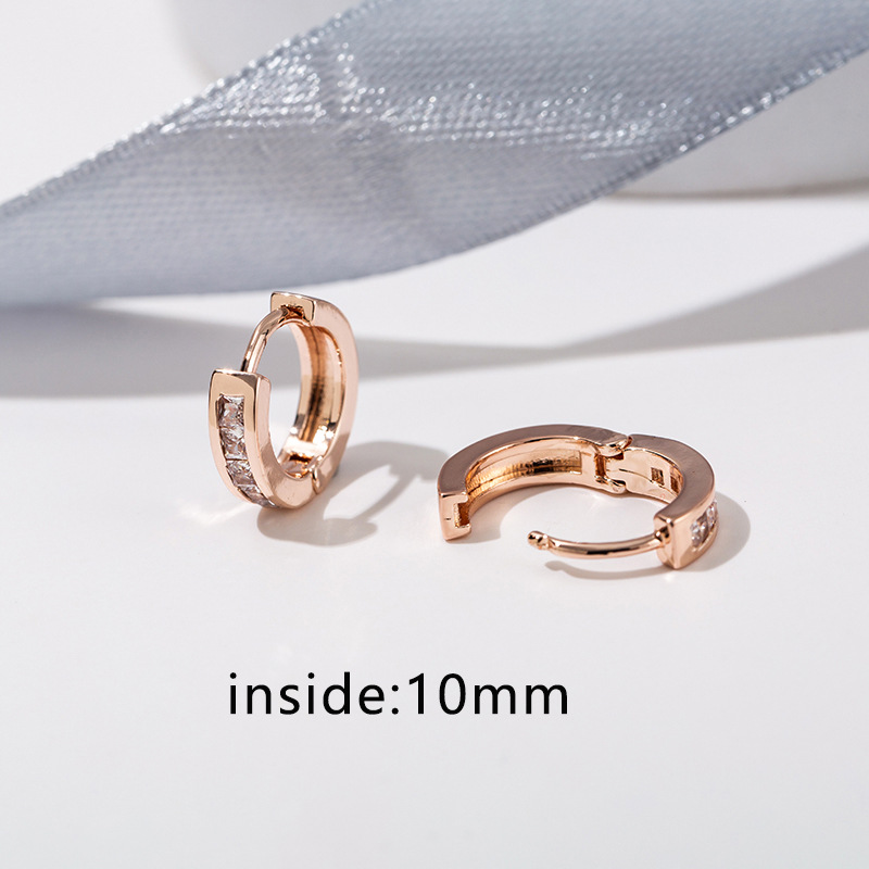 Cross-Border accesorios de moda pendientes europeos y americanos populares micro incrustaciones de ZIRCON ventiladores pequeños pendientes de oro rosa pendientes simples