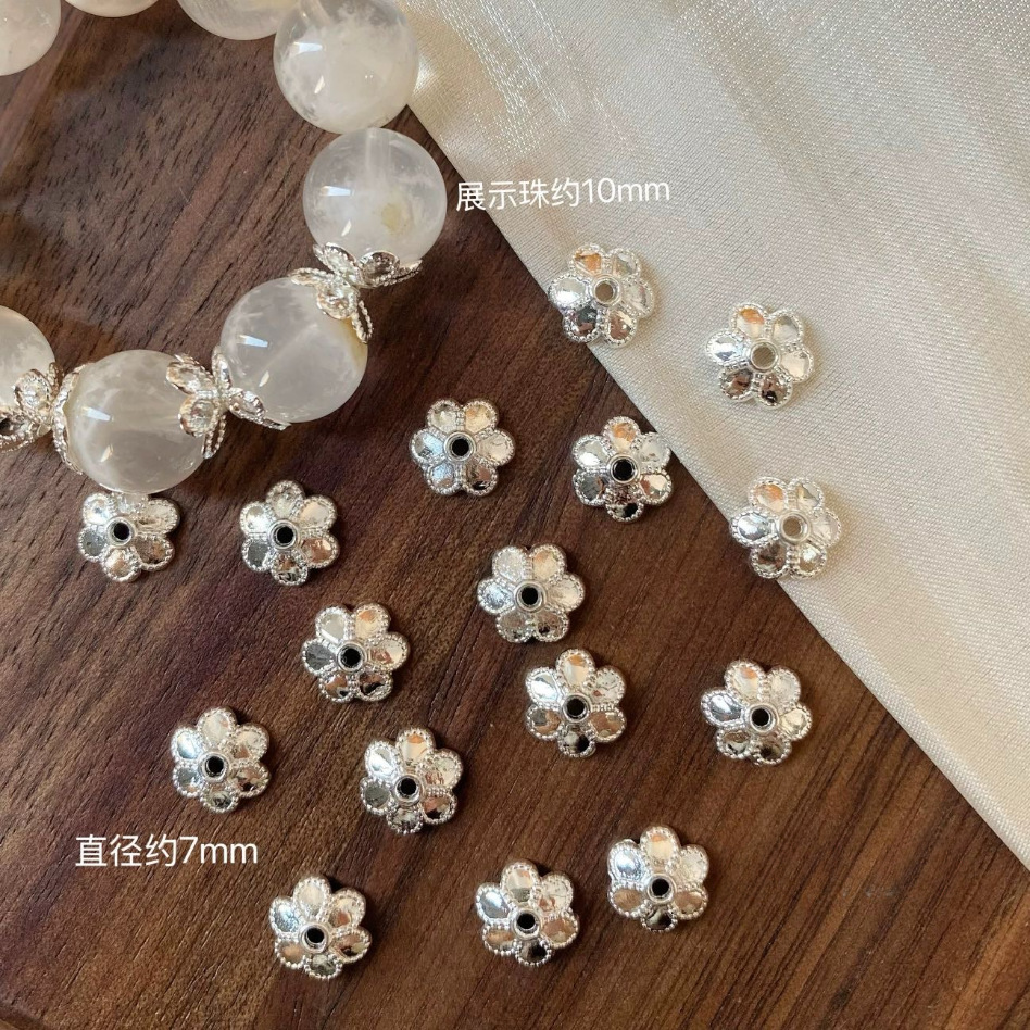 14K Gold-Plated Color-Preserving Flower Caps DIY Crystal Bracelet Accessories Beaded Flower Caps Spacer Beads Handmade Materials