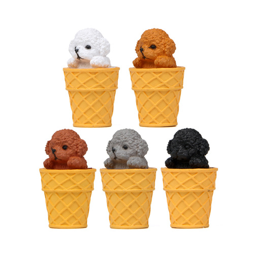 5 Creative Gourmet Cartoon Dogs Ice Cream Teddy Dog DIY Figures Gardening Landscaping Dolls Doll Ornaments Decoration