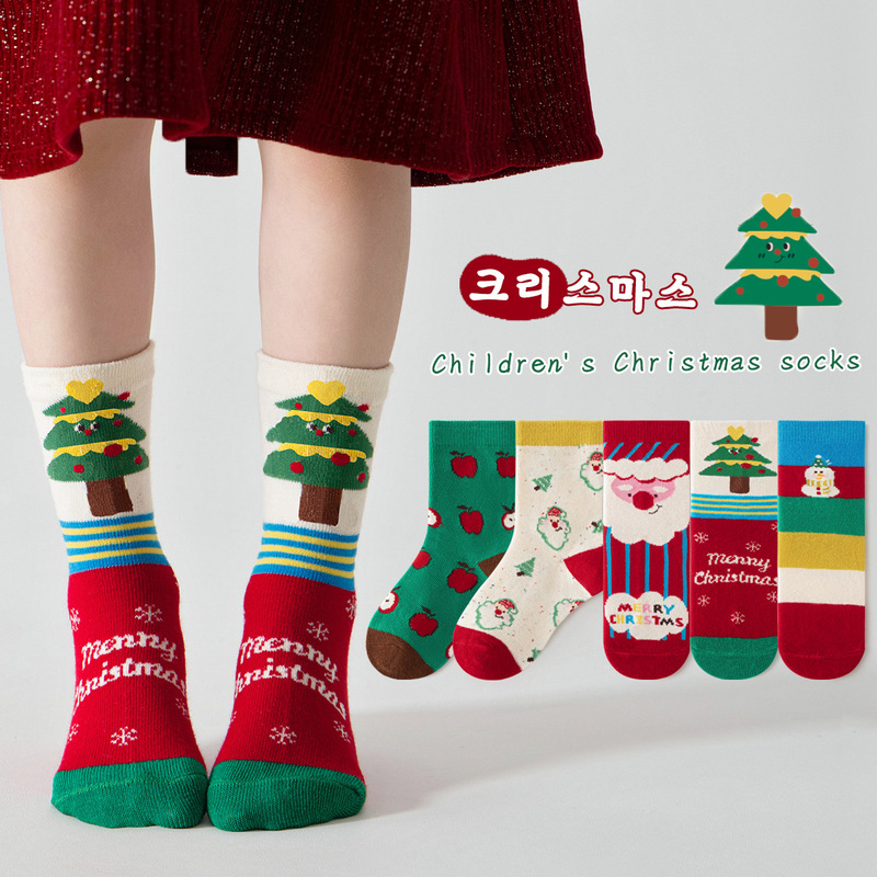 Minliu children's Christmas socks autumn and winter cotton socks for boys and girls Christmas socks baby socks tube socks wholesale