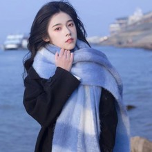 新款韩版加厚马海毛围巾女秋冬保暖高级感秋冬百搭围脖男学生两用