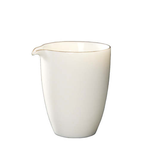 White porcelain tea serving set, side handle, wooden handle, fair cup, Phnom rim handleless tea cup, single Kung Fu tea set, tea ceremony