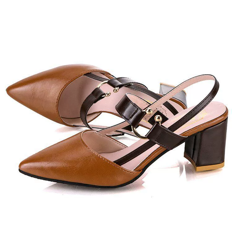 2024 весна и лето новые одиночные туфли женские туфли с толстым наконечным каблуком