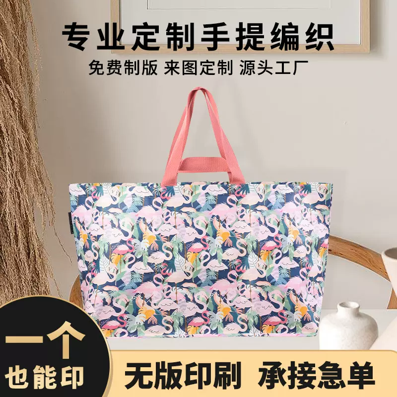 手提编织袋小批量定制塑料pp时尚小红书广告网红蛇皮袋便携潮收纳