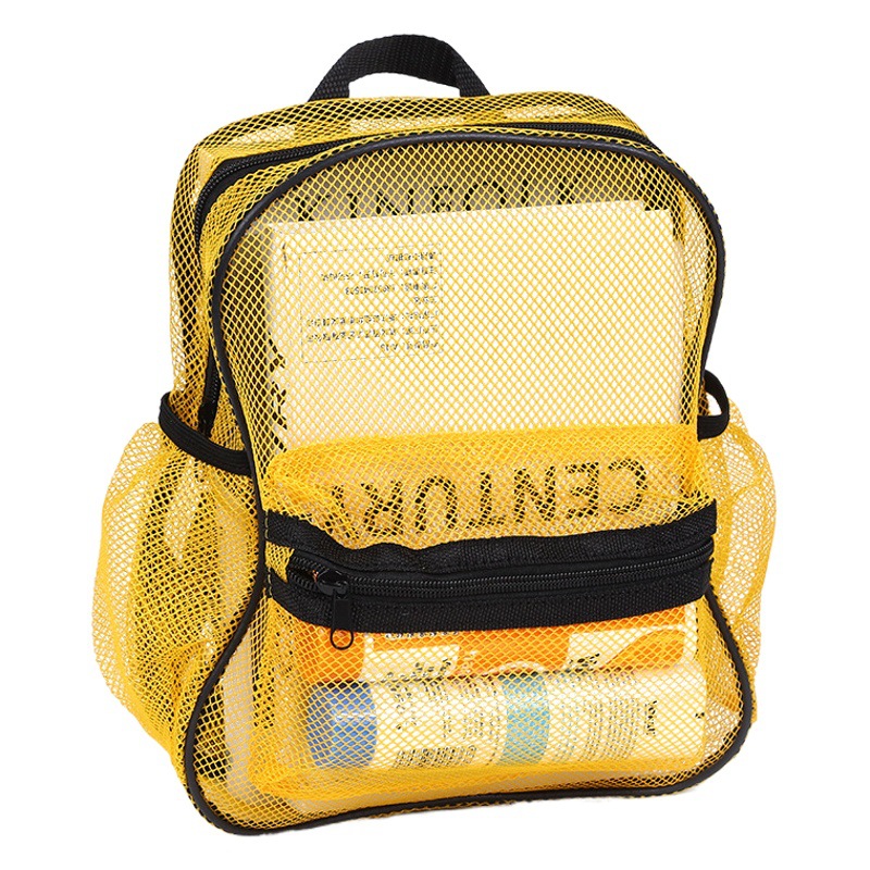 Mochila de malla de alta carga transparente simple bolsa de playa mochila escolar para niños Temu generación CPC certificación