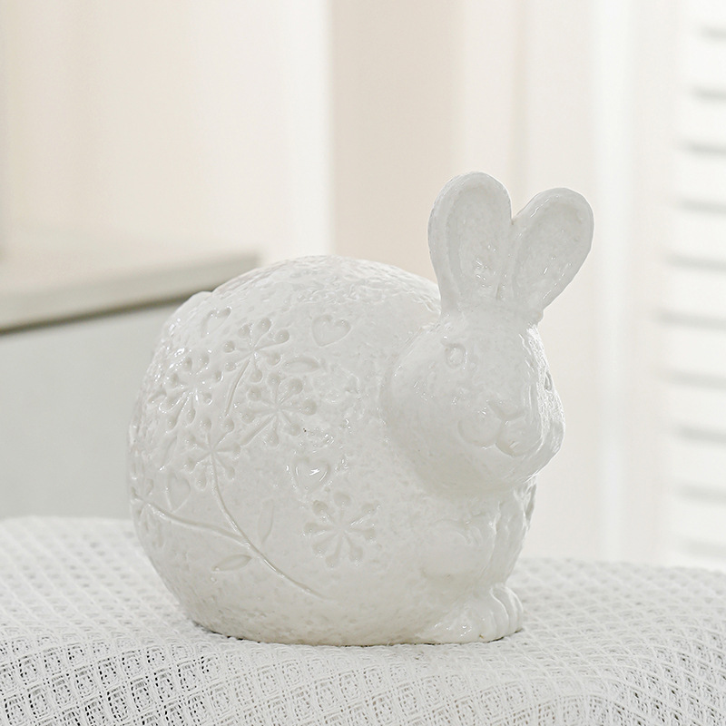 Nórdico abstracto pascua adorable conejo decoración animal blanco minimalista cerámica hogar al por mayor transfronterizo