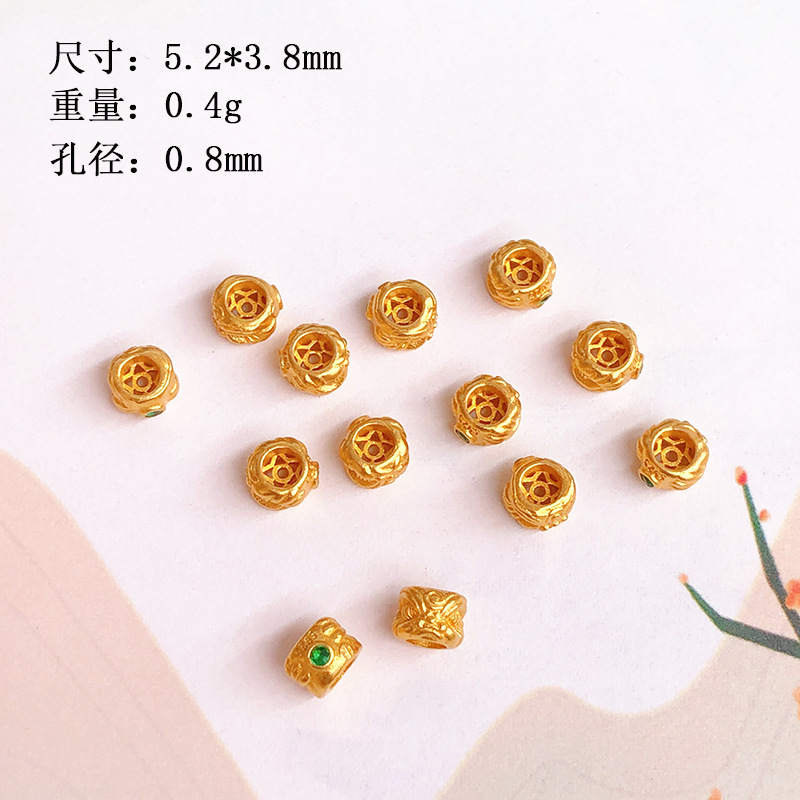 S925 Silver Gold Plated with Diamond Spacer Love Lion Dance Bead Bracelet Accessories Diy Accessories Semi-finished Products