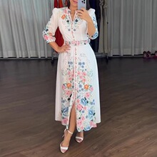 R 71391 Floral Print Long Sleeve Casual Dress ����ӡ������