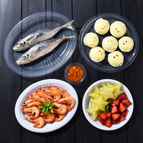 Disposable plates, dishes, transparent dishes, plastic PP food grade high temperature resistant cakes and fruits wholesale