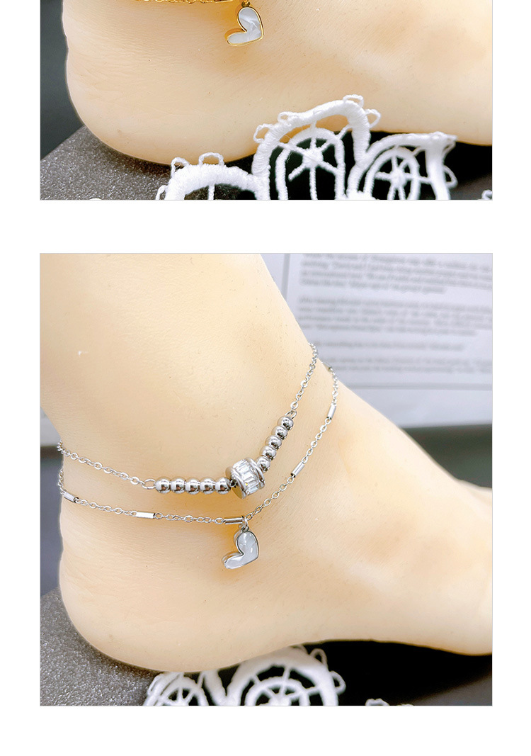 Stainless Steel Material Heart Shape Pattern 1 Piece Heart Shape Stainless Steel Waterproof Non Tarnish Shell PVD Coated Real Gold Plated Women'S Anklet