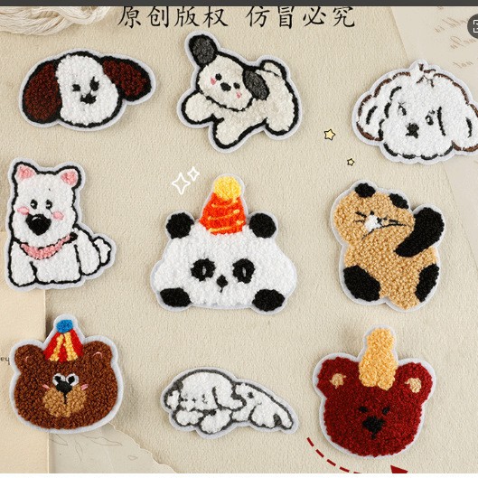 源头厂家现货直发千枫原创卡通动物毛巾绣服装辅料鞋包补丁贴布贴