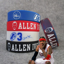 篮球球星76人队3号阿伦.艾弗森头像运动手环硅胶夜光腕带加宽款饰