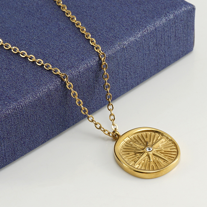 cable chain Chain Type 1 Piece Quantity Wholesale Jewelry Retro Round 304 Stainless Steel Rhinestones 18K Gold Plated Inlay Stainless Steel Necklaces
