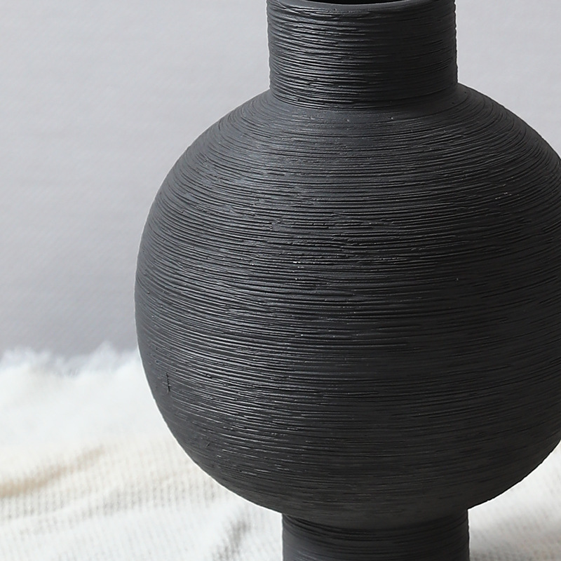 Wabilifeng jarrón de cerámica negra cepillado decoración suave para el hogar sala de estar arreglo floral seco decoración de flores de escritorio