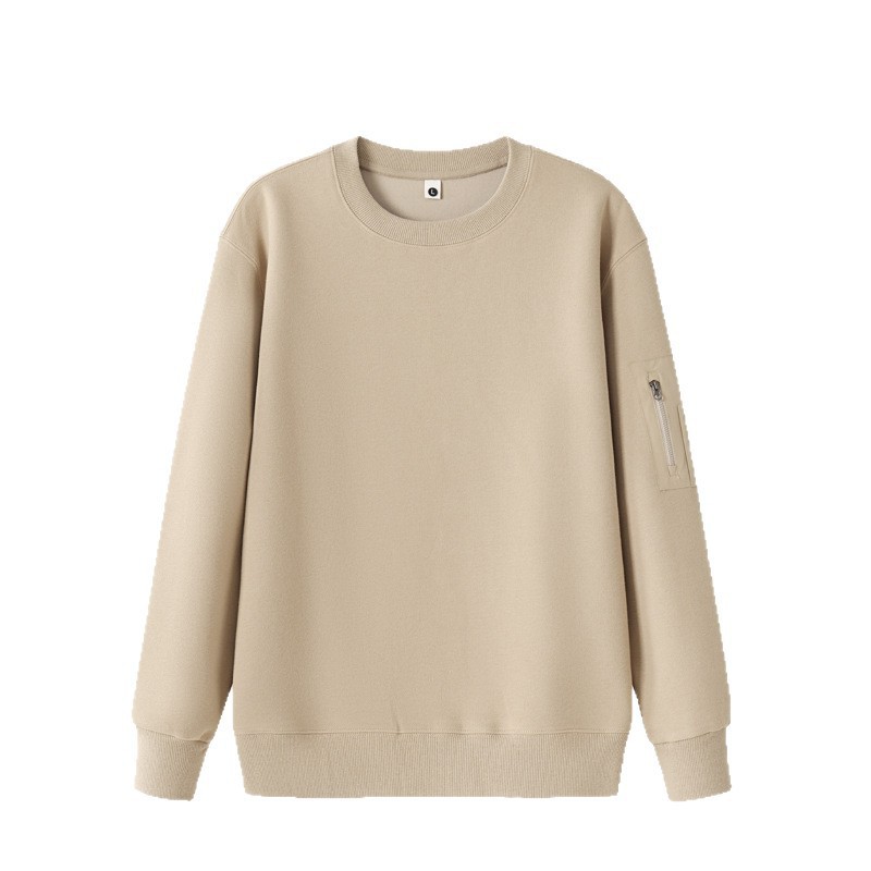 Nueva primavera y otoño chaqueta de cuello redondo estilo deportivo personalizado color sólido camiseta de manga larga herramienta de moda bolsillo de ropa de trabajo