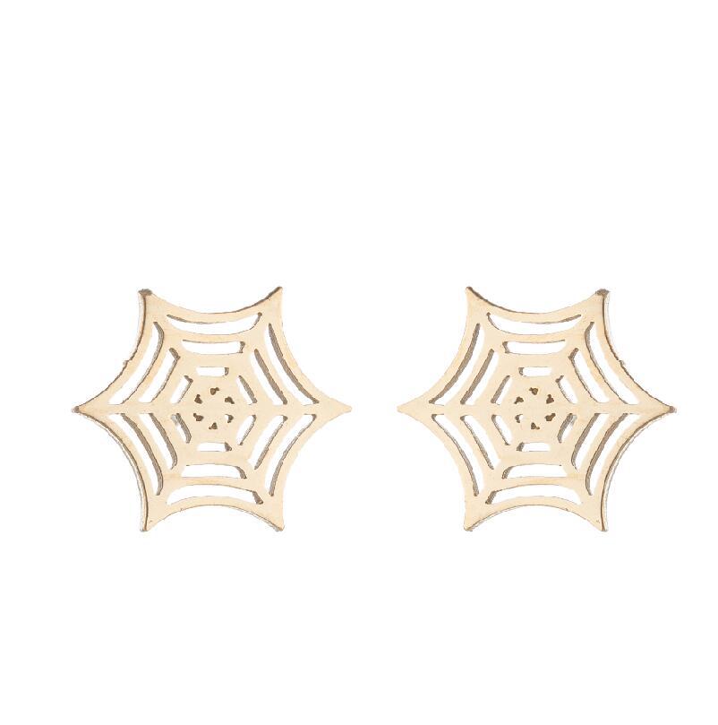6g Weight PVD Coated Gold Plating Process 304 Stainless Steel Ear Needle Material 18K Gold Plating Material PVD Coated 18K Gold Real Gold Plated Spider Web Titanium Steel Fashion Waterproof Non Tarnish Ear Studs