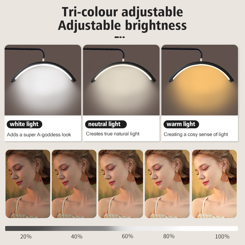 Lámpara media luna para estética, maquillaje y cejas