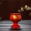 Big red lucky cup with tall legs, height 6.2, mouth diameter 5.2