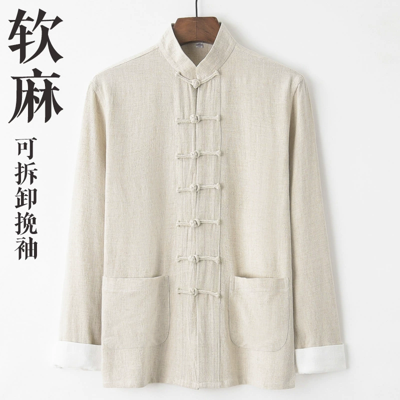 Китайский стиль костюм мужской хлопчатобумажный льняный топ китайский стиль ретро пальто весной и летом тонкий с длинными рукавами
