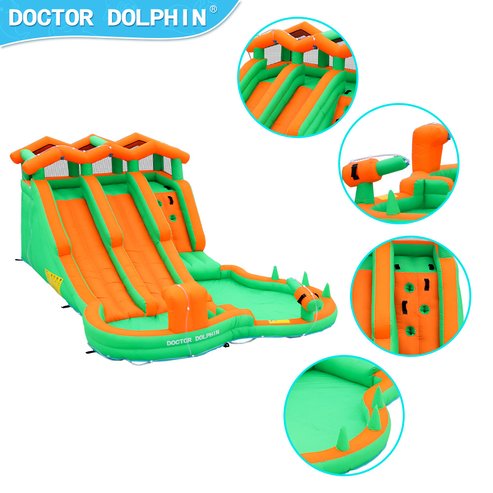 Doctor Dolphin | Castillo inflable para niños pequeño aerosol de agua inflable Castillo trampolín inflable para el hogar