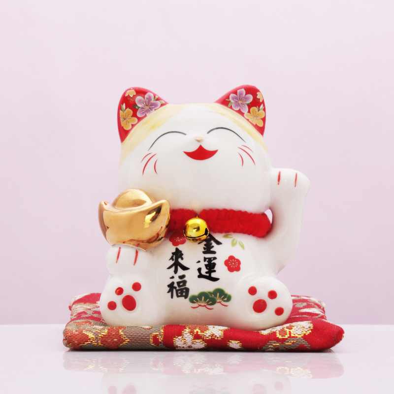 Fábrica directa japonesa Jinyuanbao atraer la fortuna gatos pequeños adornos cerámicos de regalo de apertura cajero de entrada de la casa sala de estar