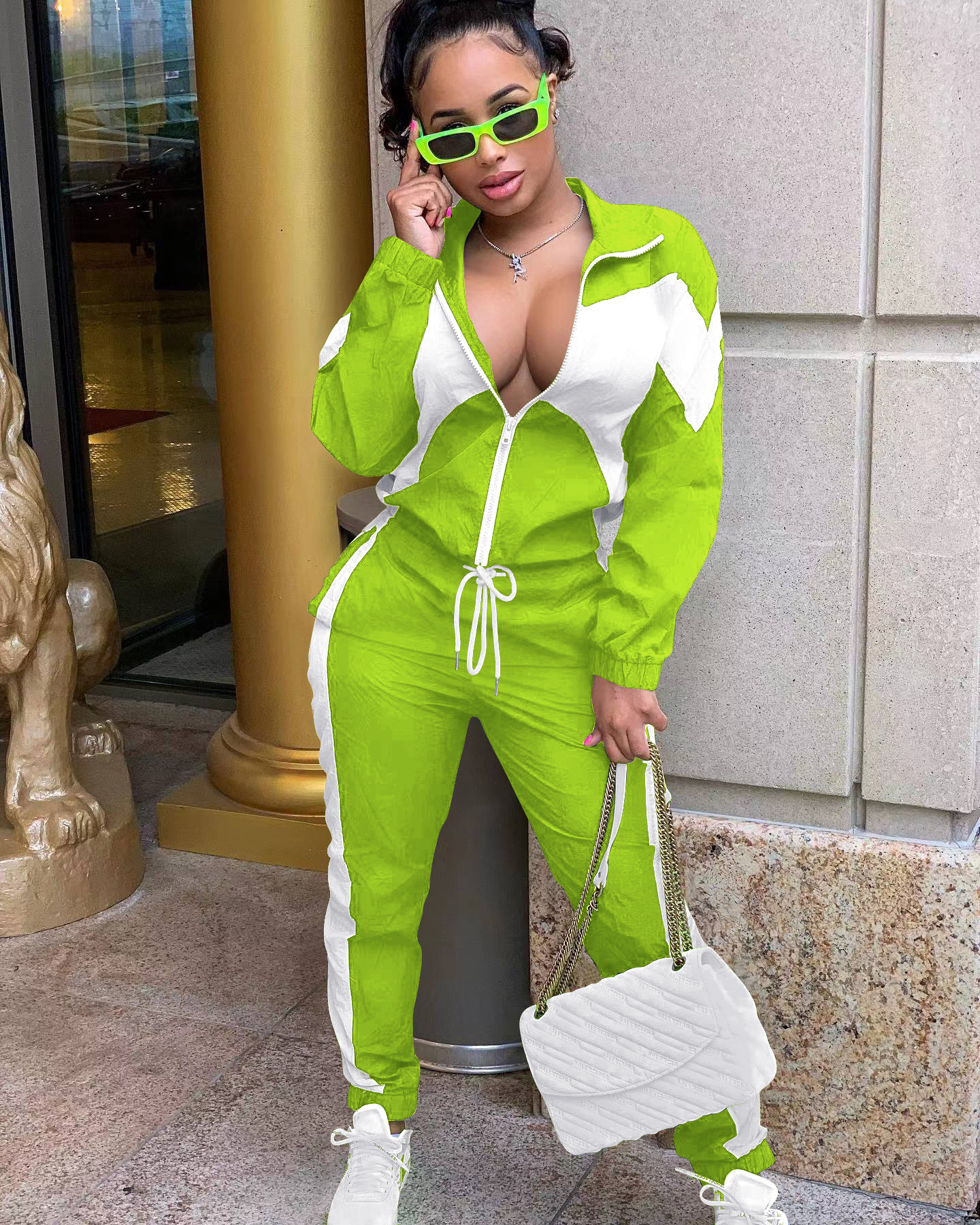364g Weight Long Sleeve Sleeve Length Polyester Fabric Type Pant Co-ord Set Sets Type 2 Pieces Set Quantity Daily Occasion Turndown Neckline Regular Fit Fit Type Color Block Pattern Spring, Autumn Season Women's Gender Casual, Streetwear Style Daily Women's Casual Streetwear Color Block Polyester Pant Co-ord Set Pants Sets 18