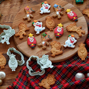 Japanese Cotta Christmas Party Kidsren's Cartoon Push-Type Cookie Mold Baby Food Supplement DIY Baking Tools