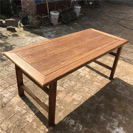 老榆木学习桌实木中式复古餐桌椅风化门板家用禅意功夫泡茶桌