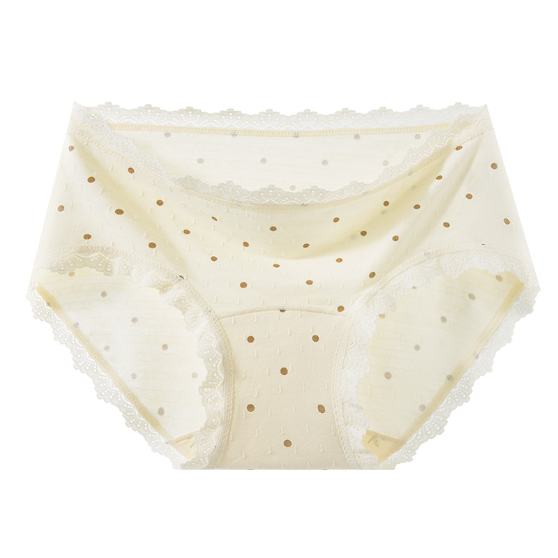 Polifenoles de té, entrepierna antibacteriana, bragas para niña, sin caderas, contraste de color, cintura, borde de encaje, dulce estilo pastoral, calzoncillos para mujer