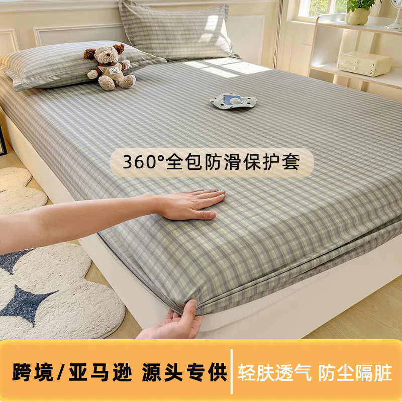 Cross-border foreign trade printed bed hat single mattress dustproof protective cover student dormitory single product bedspread factory wholesale