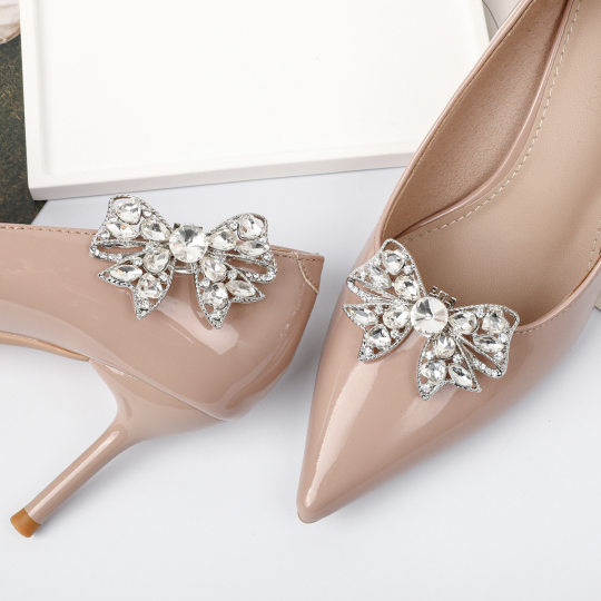 New Detachable Bow Shoes High Heels Wedding Shoes Accessories Toe Upper Decorative Buckle Alloy Crystal Buckle