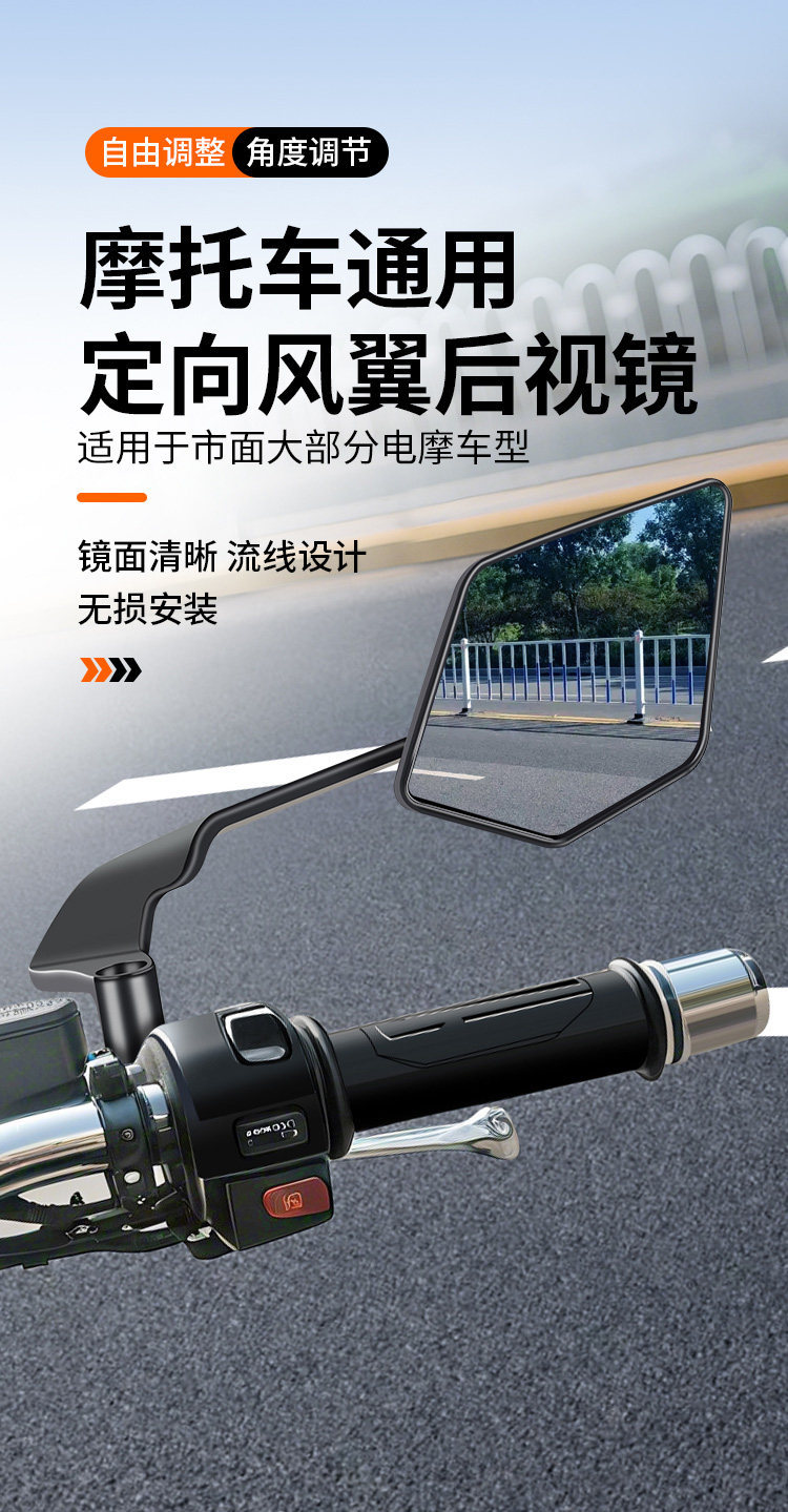 Motorcycle and Electric Vehicle Modification New Model Fixed Wind Wing Rearview Mirror Universal for Niu 9 and Extreme Core with Wide-Angle Reflector