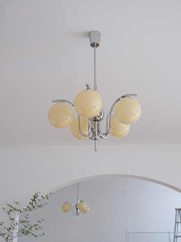 French-style Bauhaus pendant chandelier living room lamp Nordic designer creative spherical restaurant lamp cream-style bedroom lamp