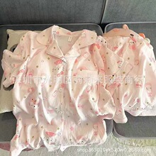 短裤云朵开衫薄款睡衣短袖夏季家居服套装棉卡通少女翻领两件套