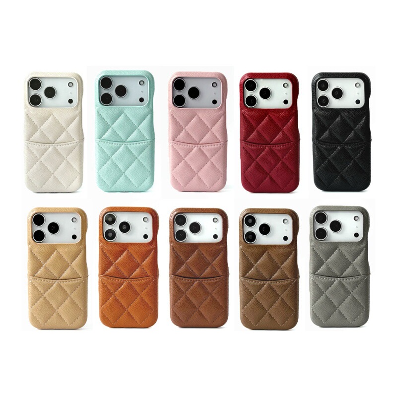 Suitable for Apple 17Promax Caviar Card Phone Case Iphone16/15Pro Pure Color Anti-Fall 14Pro
