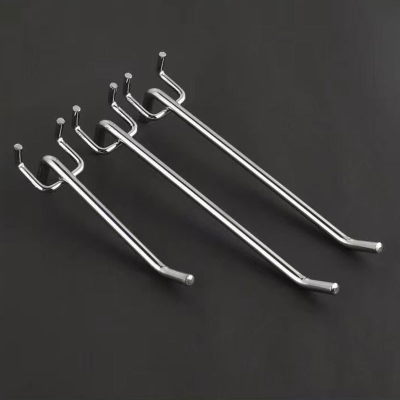 Perforated Board Hooks Supermarket Shelf Three-Hole Board Hooks Double-Angle Hooks Metal Straight Hooks Accessories Wall-Mounted
