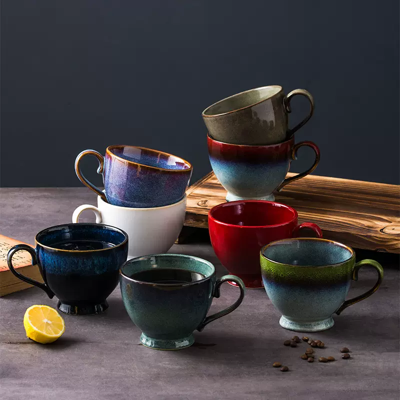 批发日式窑变陶瓷马克杯喝水杯子家用大号早餐杯咖啡杯牛奶麦片杯